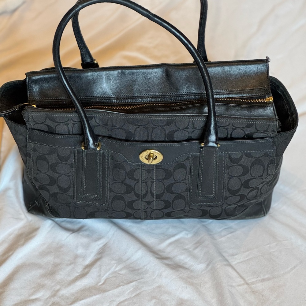 Black Coach Signature Tote Bag